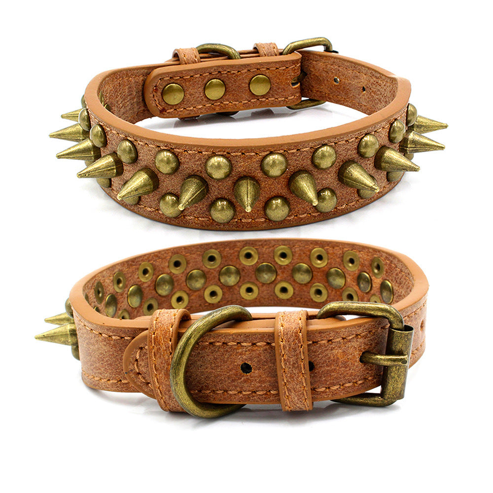 Bronze pointed rivet pet collar - Pet Store