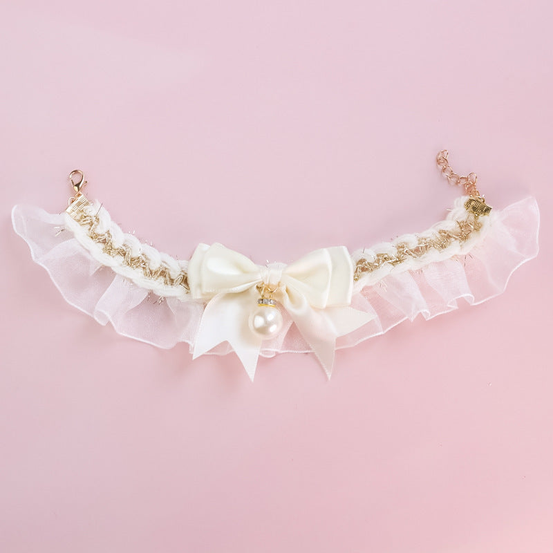 New Lace Elastic Bow Pet Collar - Pet Store