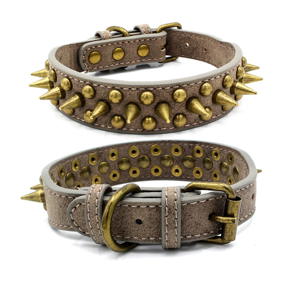 Bronze pointed rivet pet collar - Pet Store