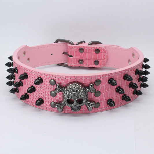 Skull Pet Collar Round Head Nail Dog Collar - Pet Store